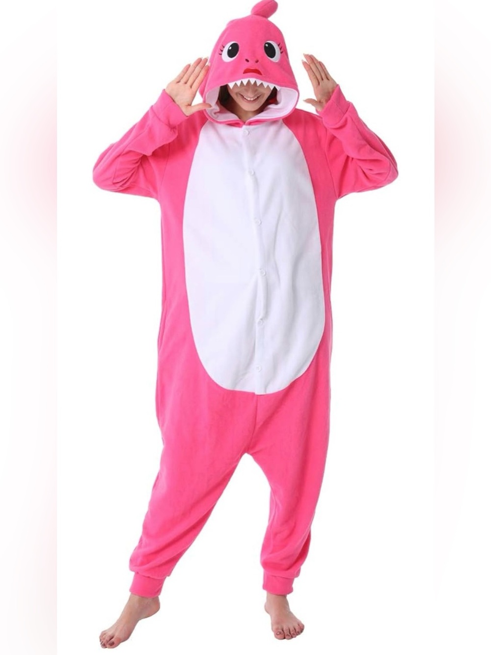 Pink Animal Shark Onesie Costume Pajamas XL